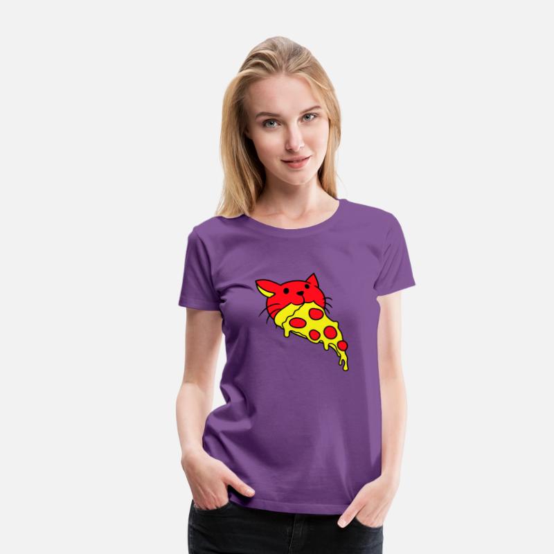 Cat Eats Yummy Salami Pizza Hunger Fast Food Mouth