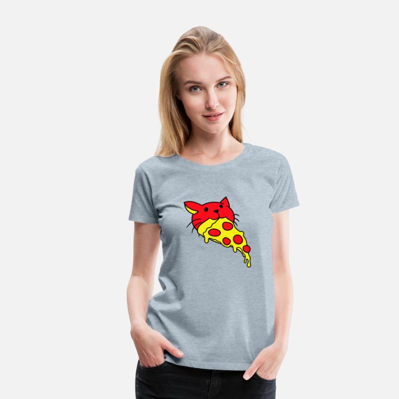 Cat Eats Yummy Salami Pizza Hunger Fast Food Mouth