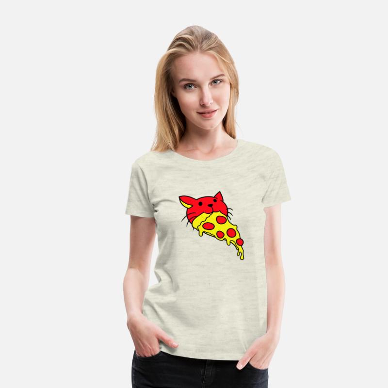 Cat Eats Yummy Salami Pizza Hunger Fast Food Mouth