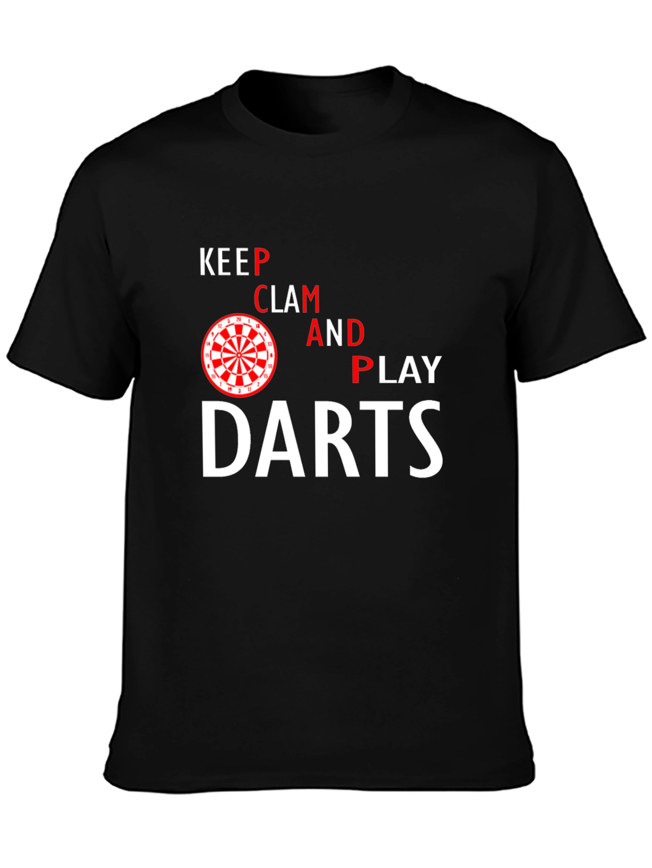 Keep Clam and Play Darts Black T-Shirt