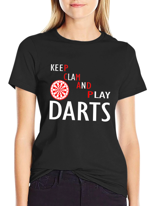 Keep Clam and Play Darts Black T-Shirt