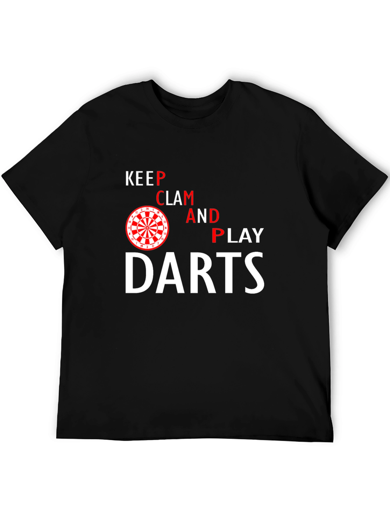 Keep Clam and Play Darts Black T-Shirt