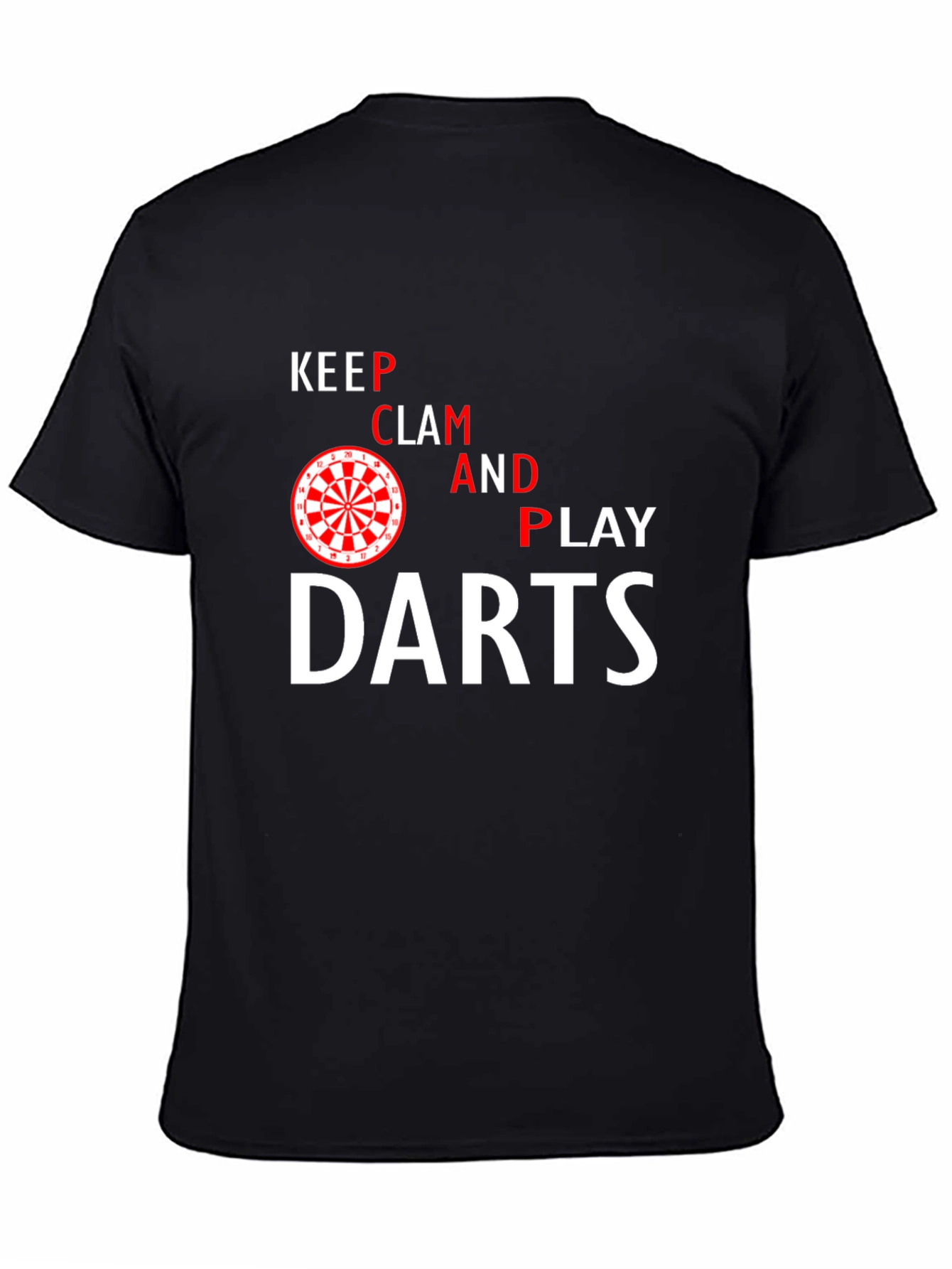 Keep Clam and Play Darts Black T-Shirt