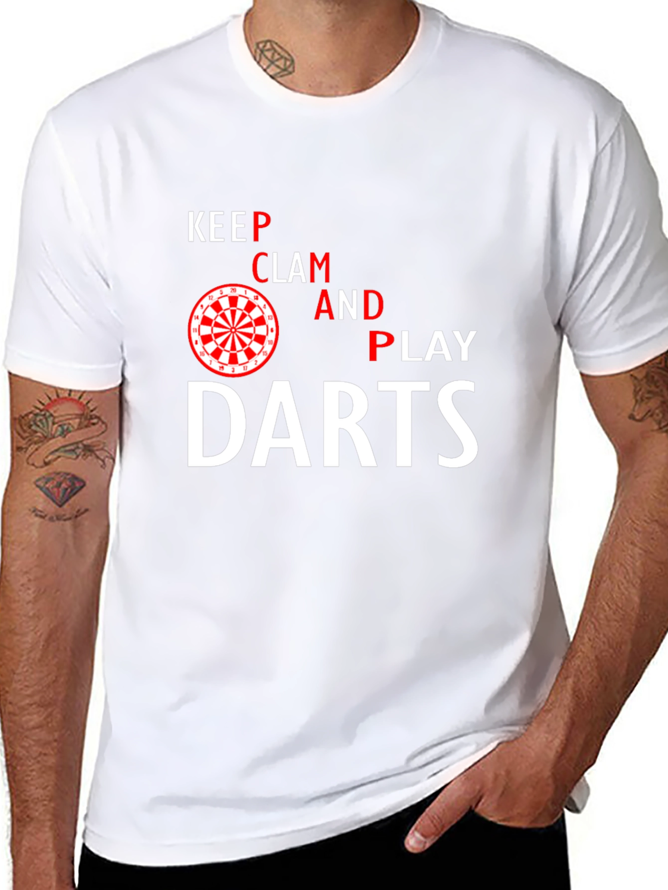 Keep Clam and Play Darts Black T-Shirt