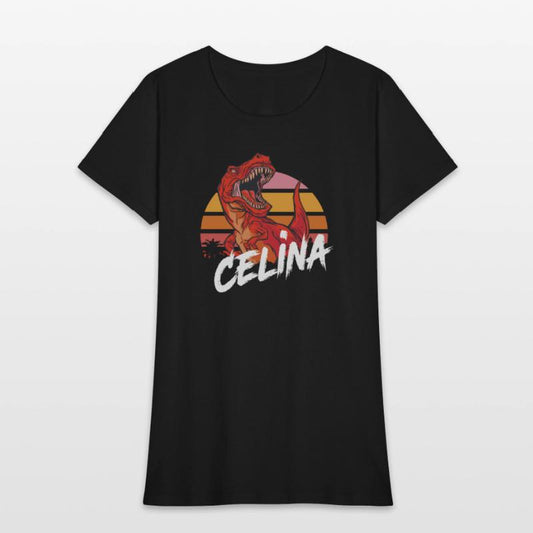 CELINA - Beautiful girls name with T-REX Dinosaur
