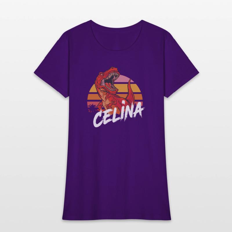 CELINA - Beautiful girls name with T-REX Dinosaur