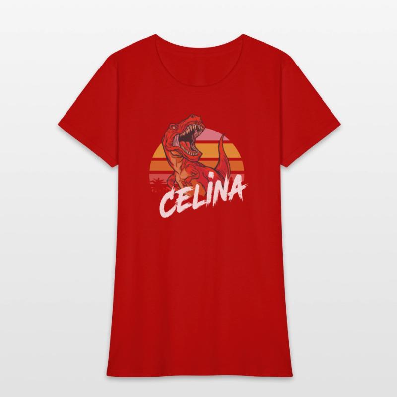 CELINA - Beautiful girls name with T-REX Dinosaur