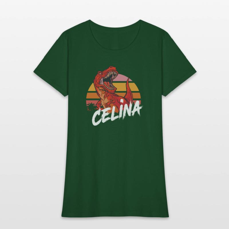 CELINA - Beautiful girls name with T-REX Dinosaur