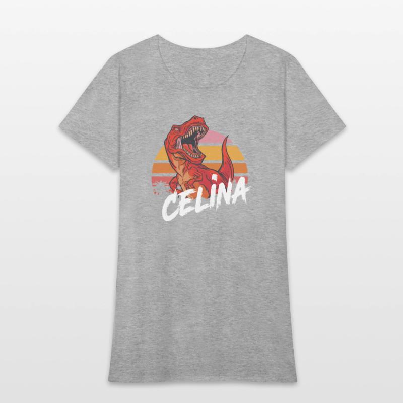 CELINA - Beautiful girls name with T-REX Dinosaur