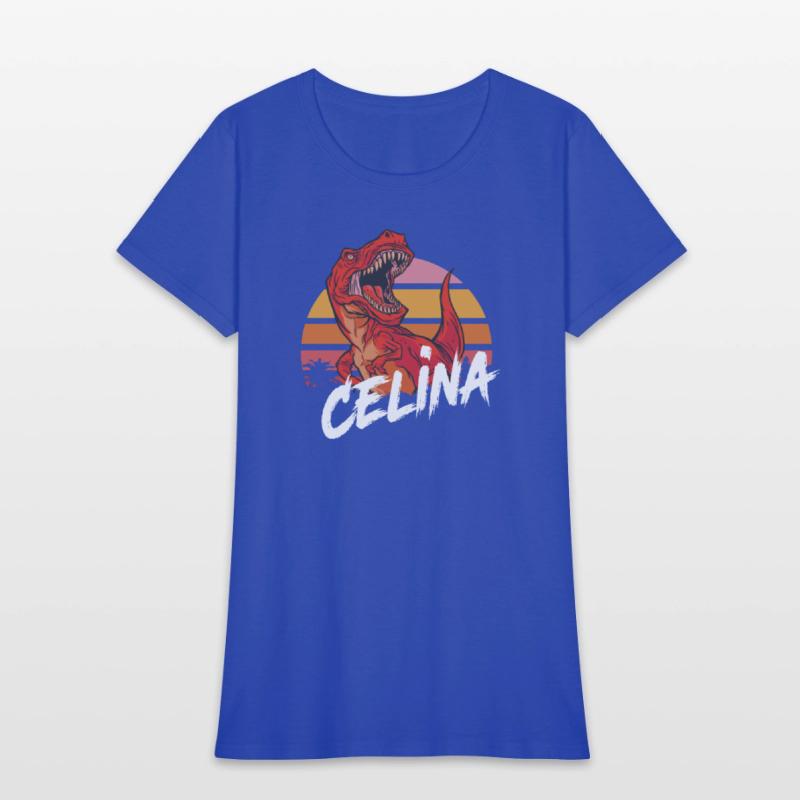 CELINA - Beautiful girls name with T-REX Dinosaur