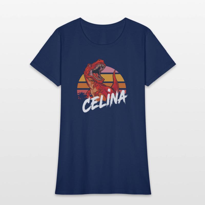 CELINA - Beautiful girls name with T-REX Dinosaur
