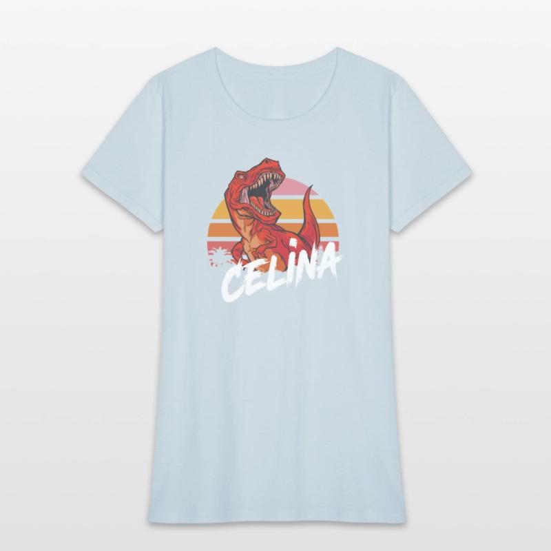 CELINA - Beautiful girls name with T-REX Dinosaur