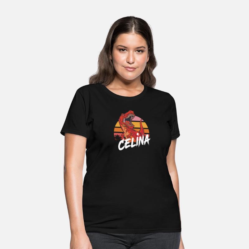 CELINA - Beautiful girls name with T-REX Dinosaur