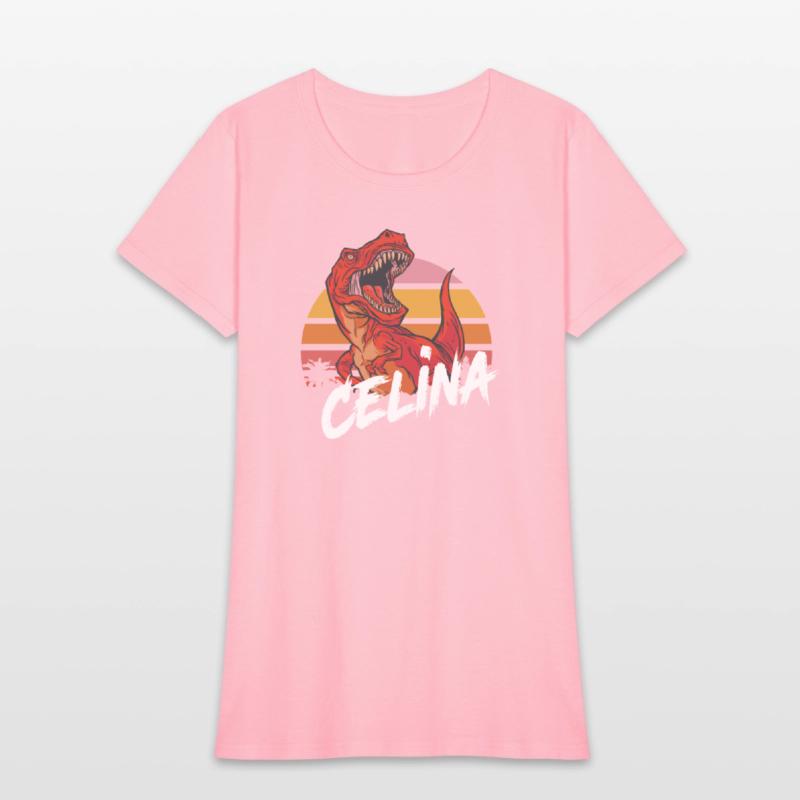 CELINA - Beautiful girls name with T-REX Dinosaur