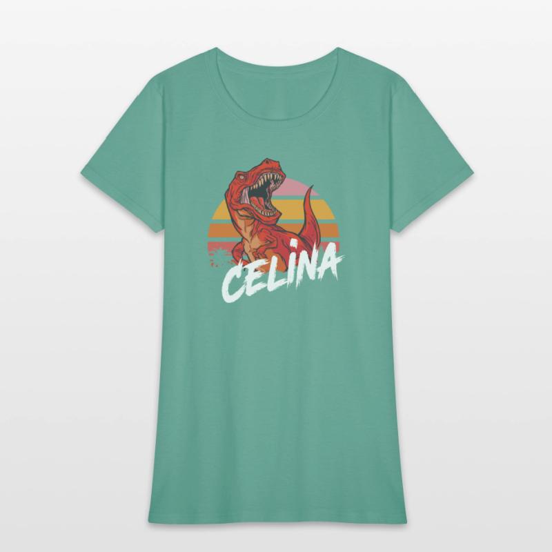 CELINA - Beautiful girls name with T-REX Dinosaur