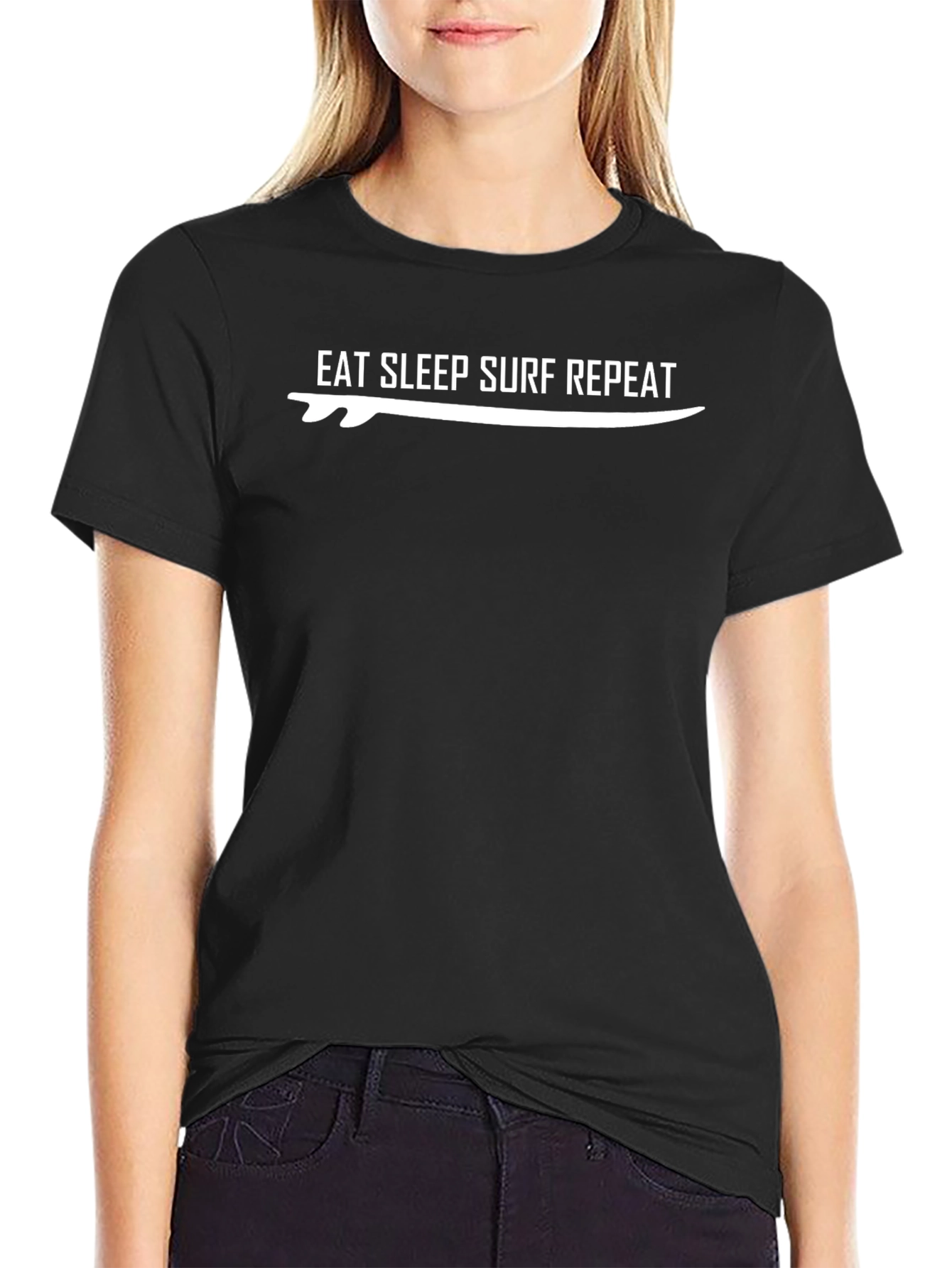 Eat Sleep Surf Repeat Black T-Shirt