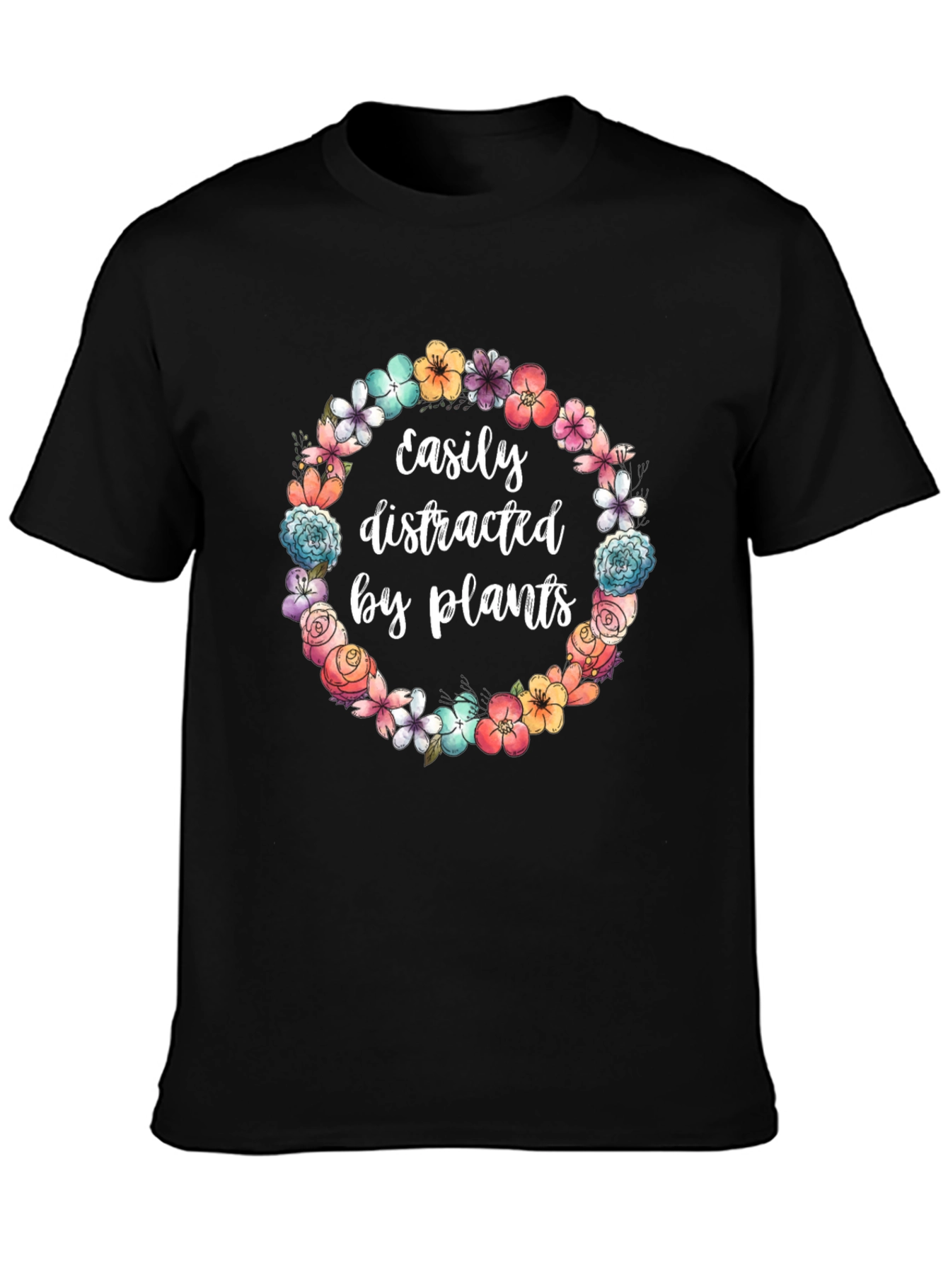Easily Distracted by Plants Black T-Shirt
