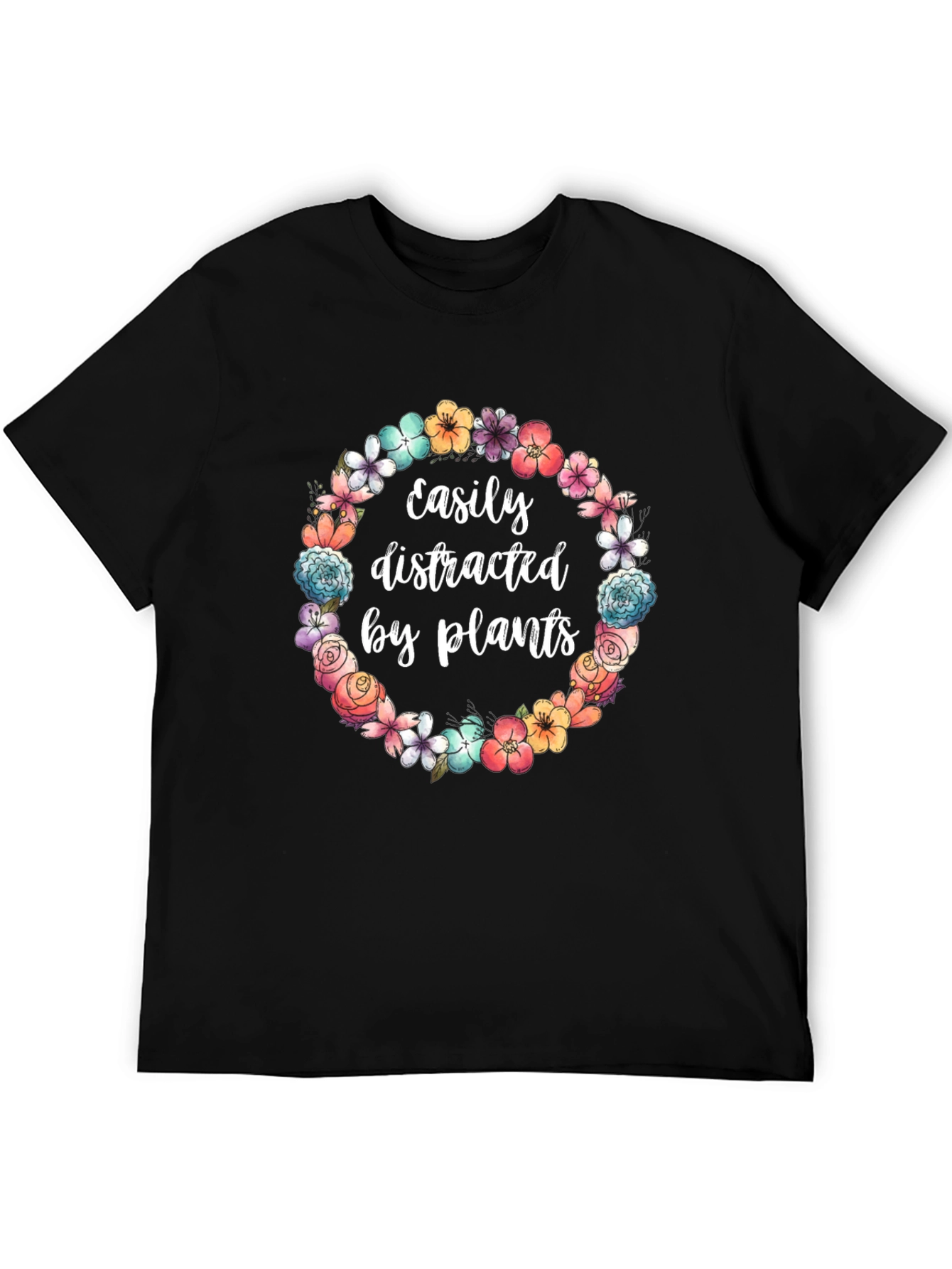 Easily Distracted by Plants Black T-Shirt