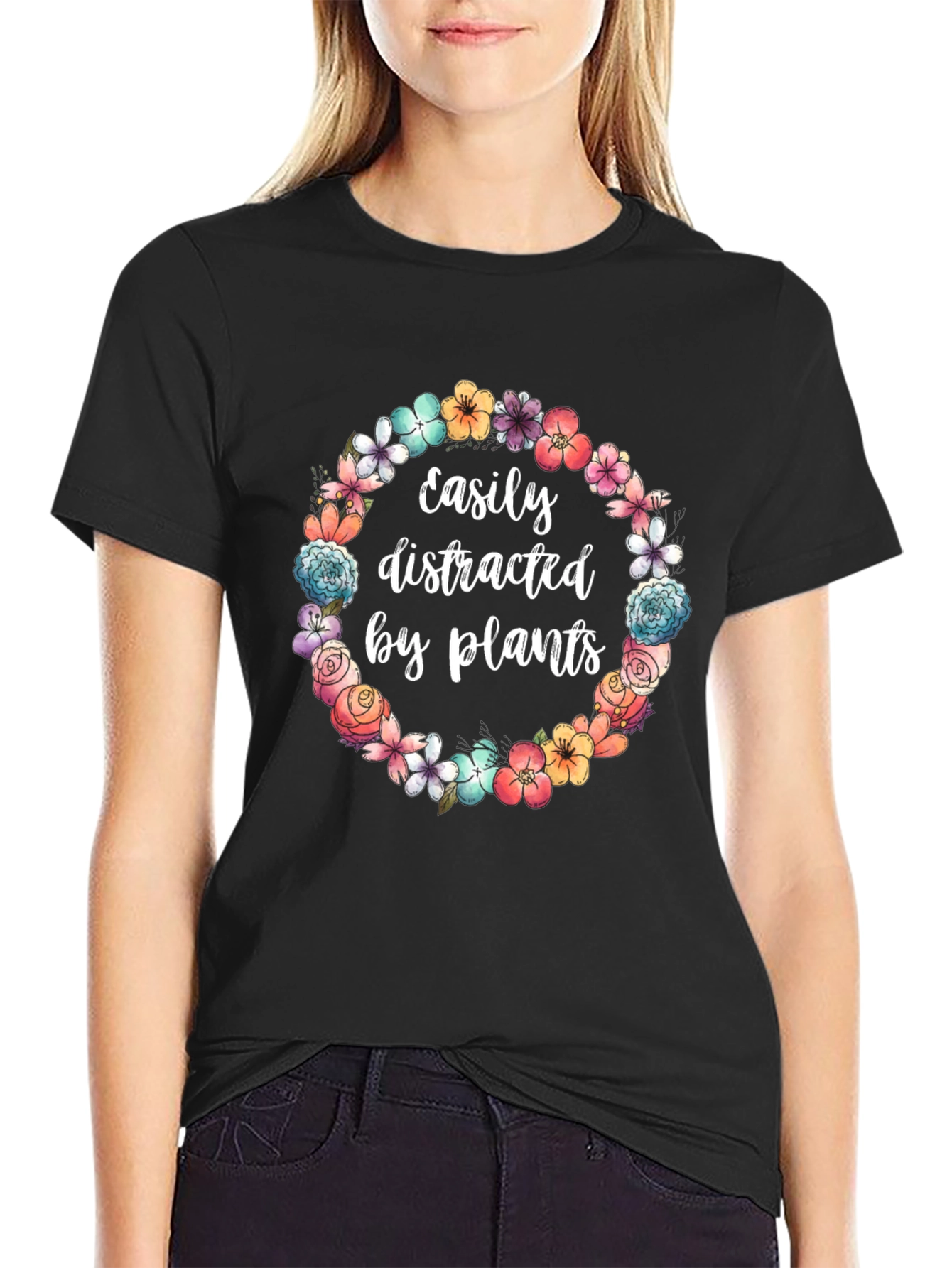 Easily Distracted by Plants Black T-Shirt