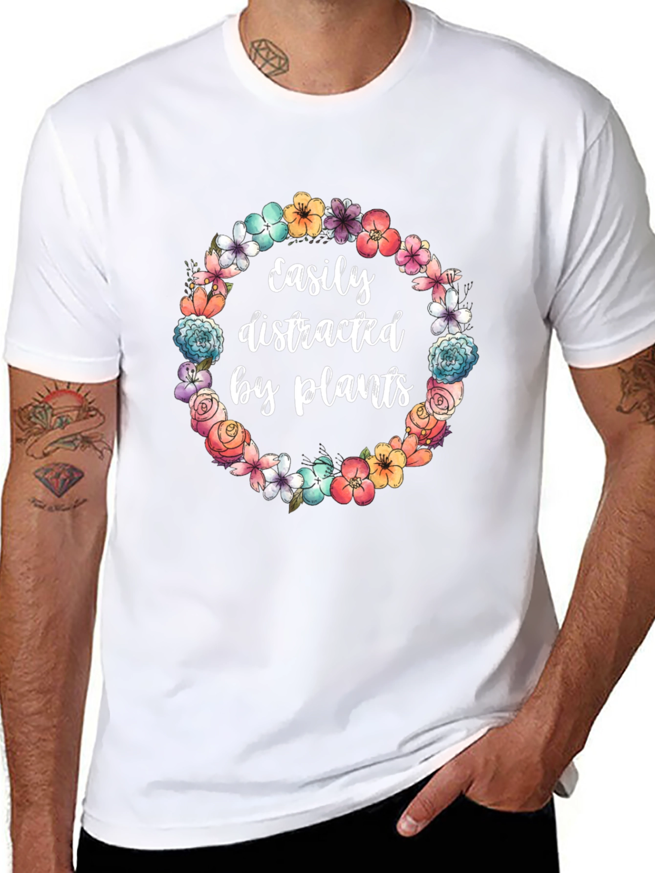 Easily Distracted by Plants Black T-Shirt