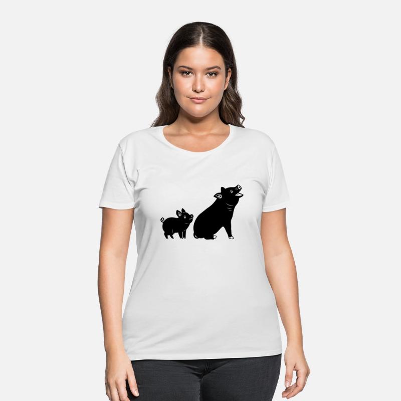 Cheerful pig with piglet logo