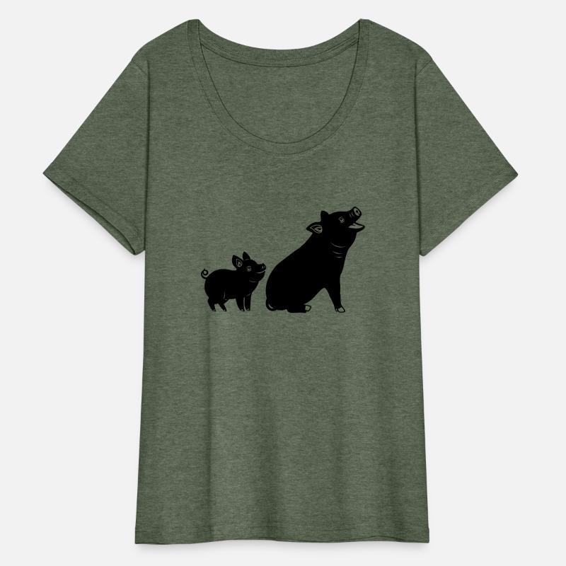 Cheerful pig with piglet logo