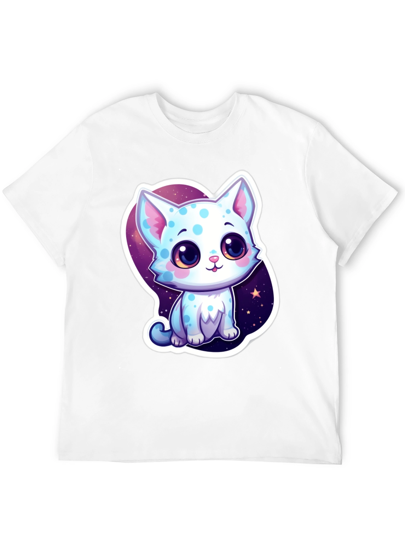 Cute Cartoon Cat Black T-Shirt
