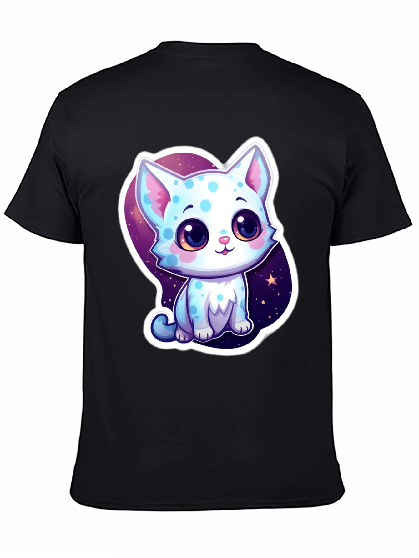 Cute Cartoon Cat Black T-Shirt