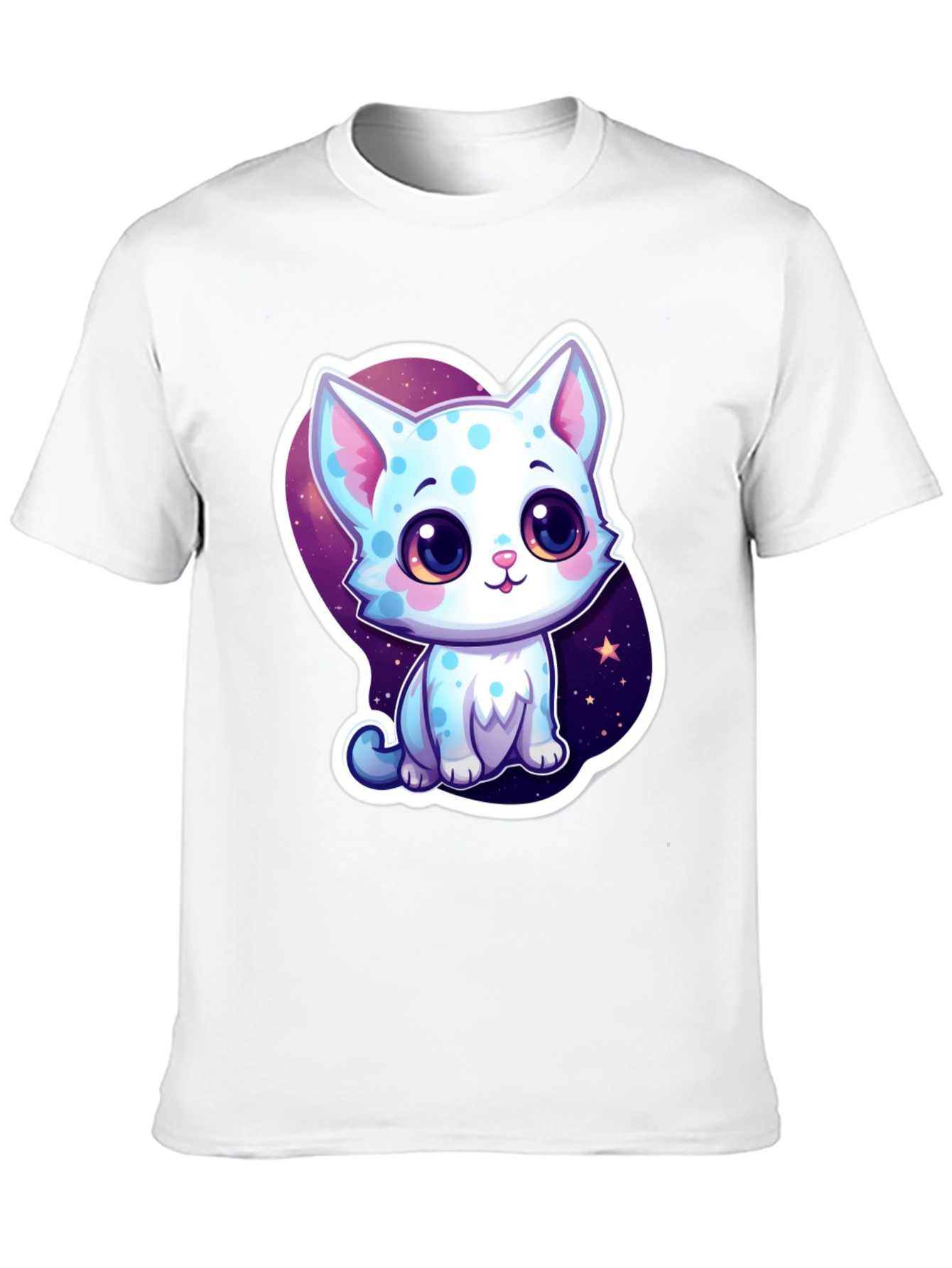 Cute Cartoon Cat Black T-Shirt
