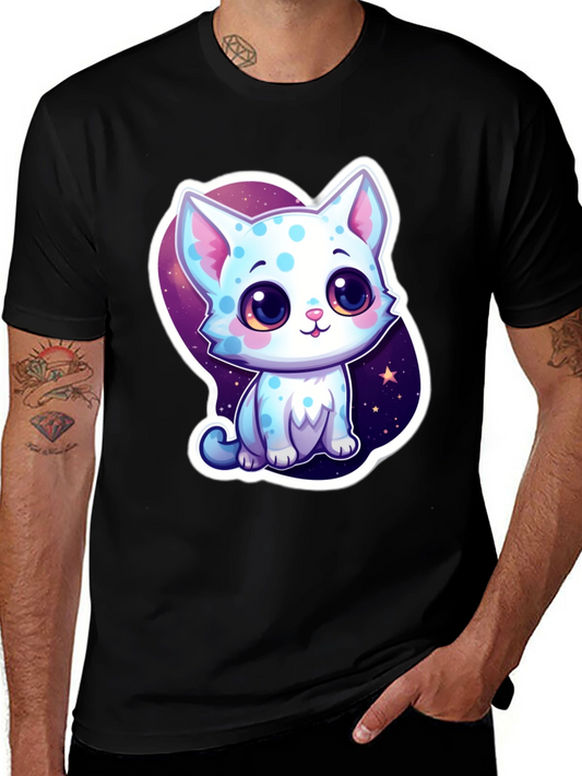 Cute Cartoon Cat Black T-Shirt