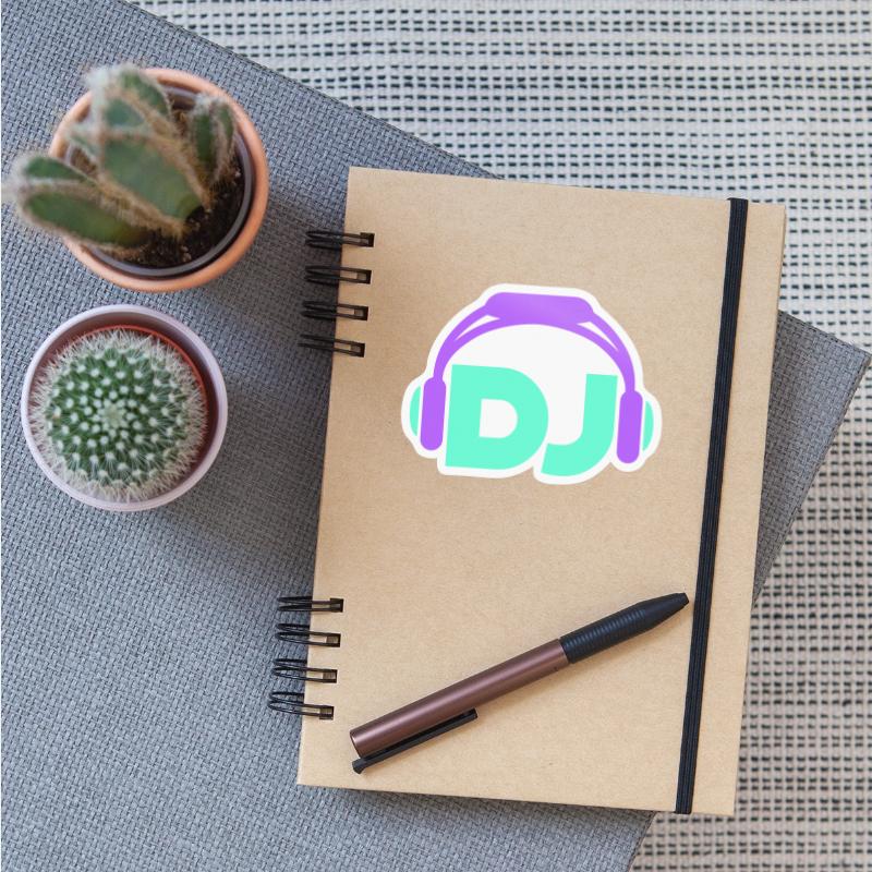 Cool DJ headphones music party text lettering logo