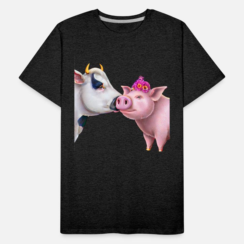 Cow and pig - kiss on the farm