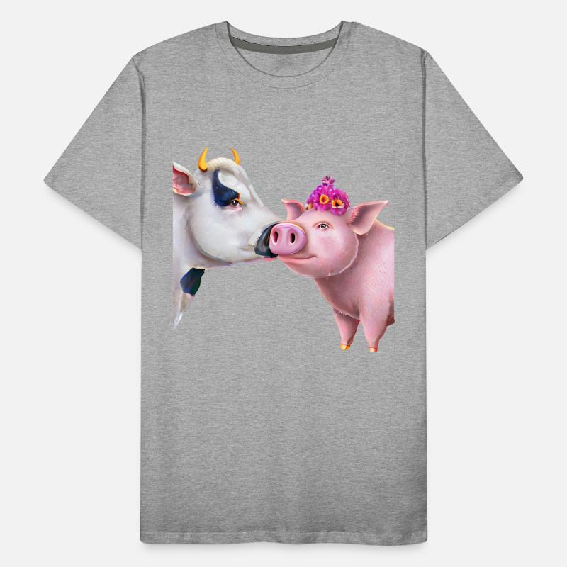 Cow and pig - kiss on the farm