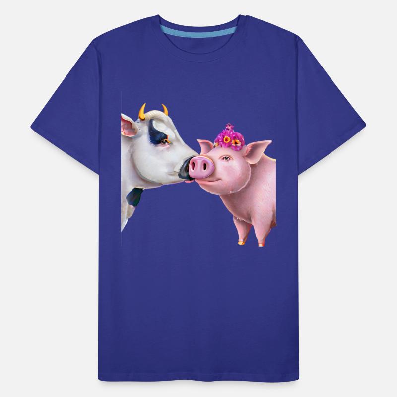 Cow and pig - kiss on the farm