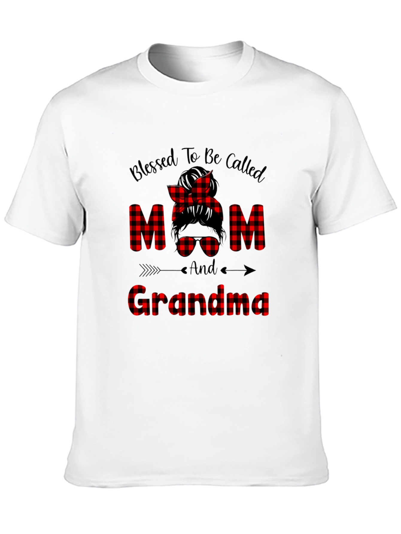 Blessed Mom & Grandma Buffalo Plaid Graphic T-Shirt