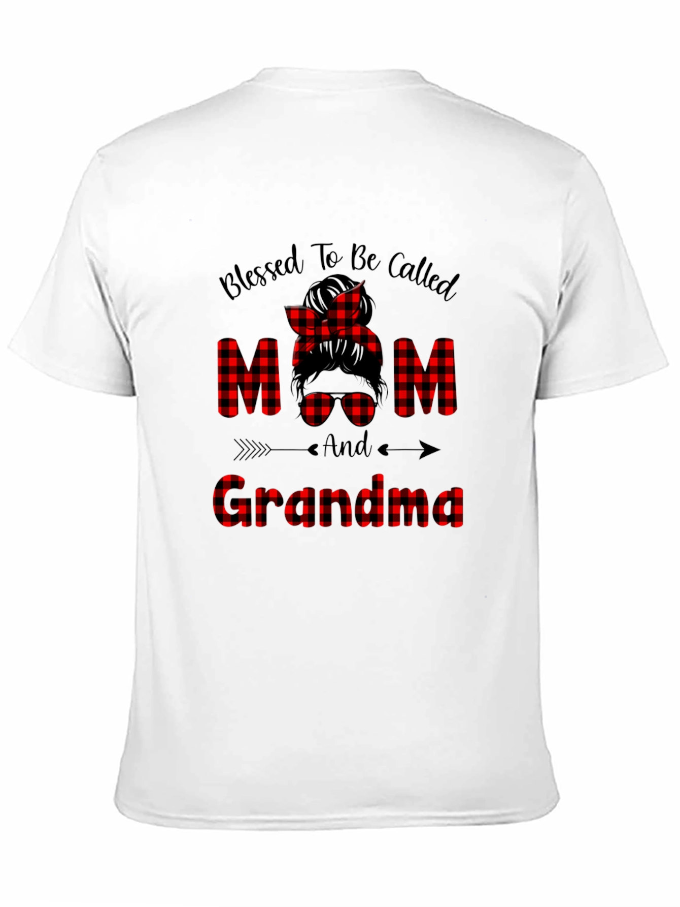Blessed Mom & Grandma Buffalo Plaid Graphic T-Shirt