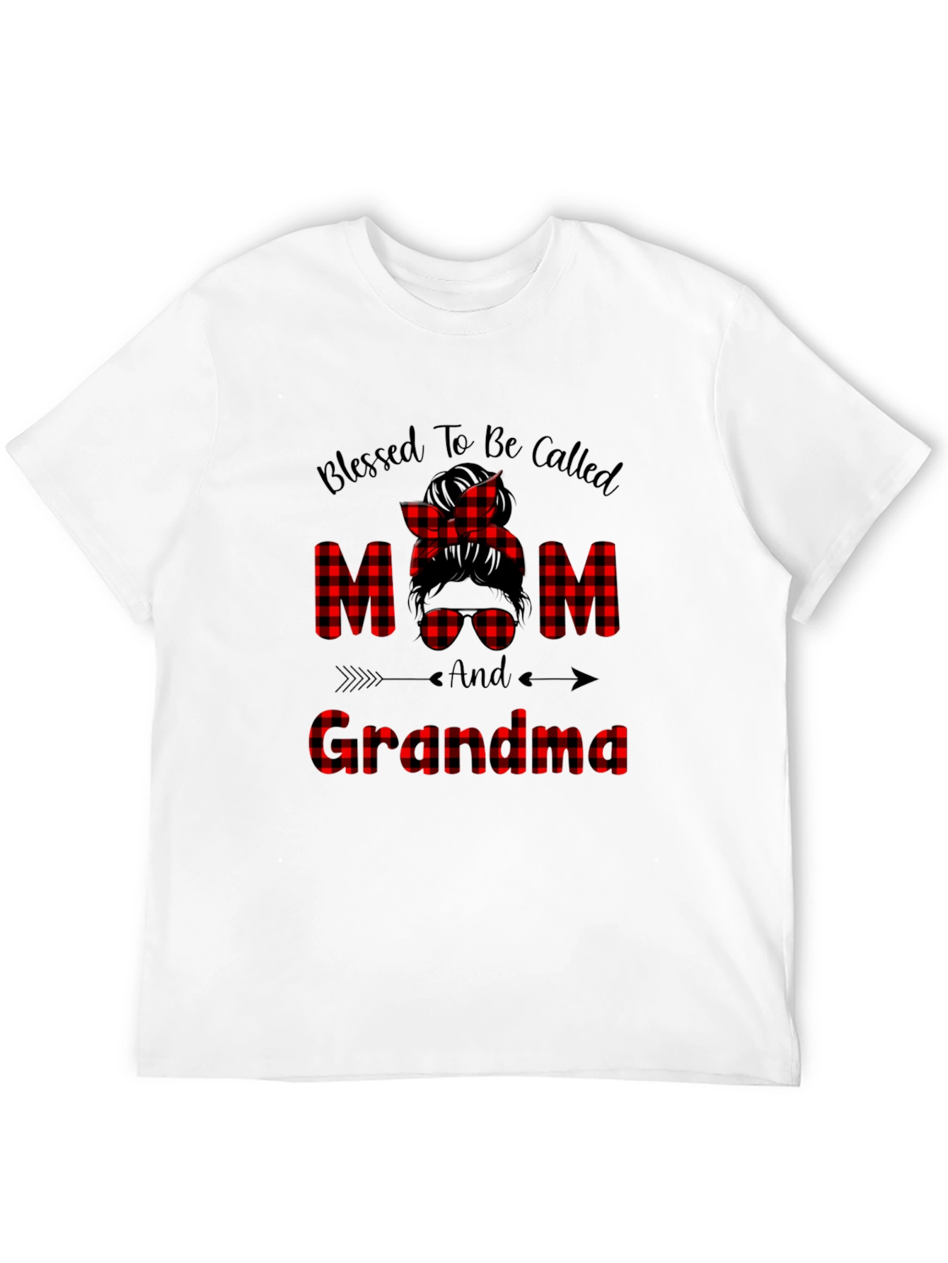 Blessed Mom & Grandma Buffalo Plaid Graphic T-Shirt