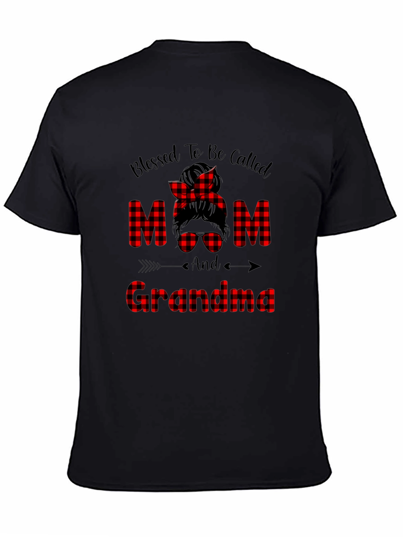 Blessed Mom & Grandma Buffalo Plaid Graphic T-Shirt