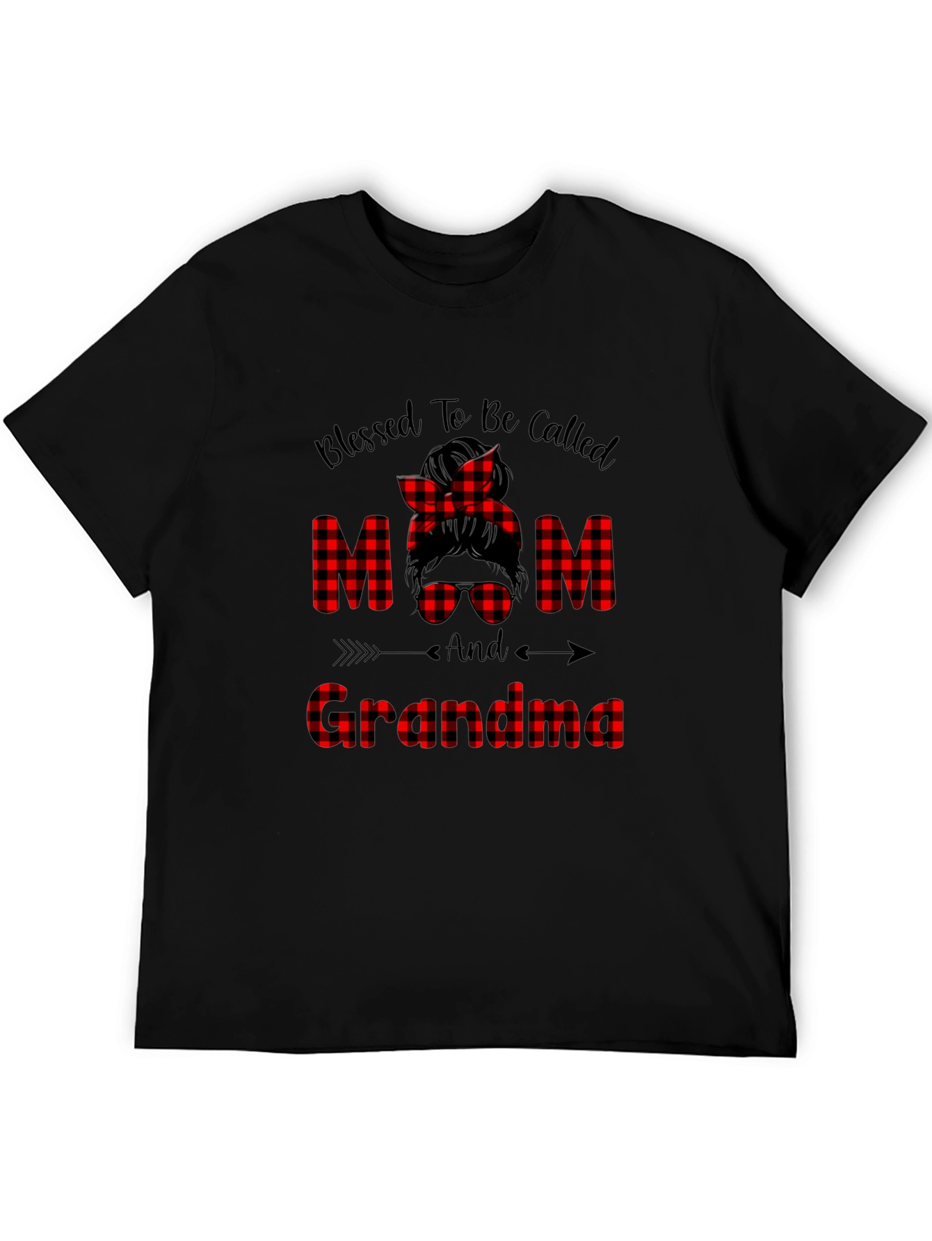Blessed Mom & Grandma Buffalo Plaid Graphic T-Shirt
