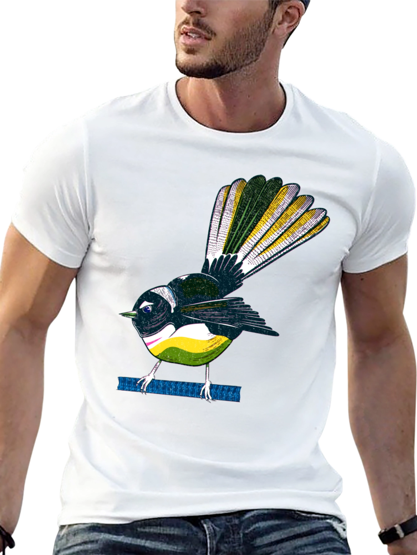 Fantail Bird Graphic Tee - Cool Bird Lover Shirt