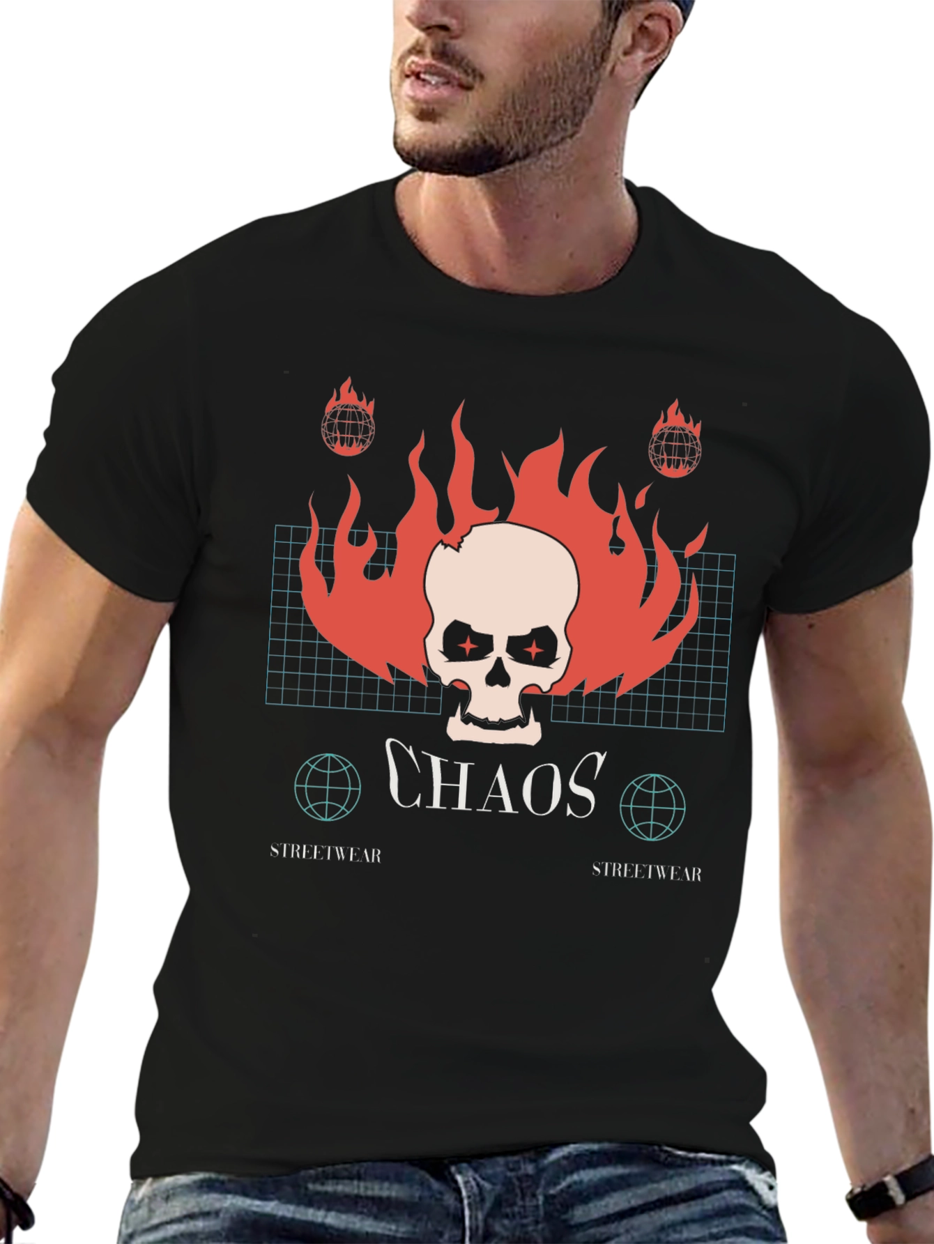 Chaos Streetwear Black Graphic Tee