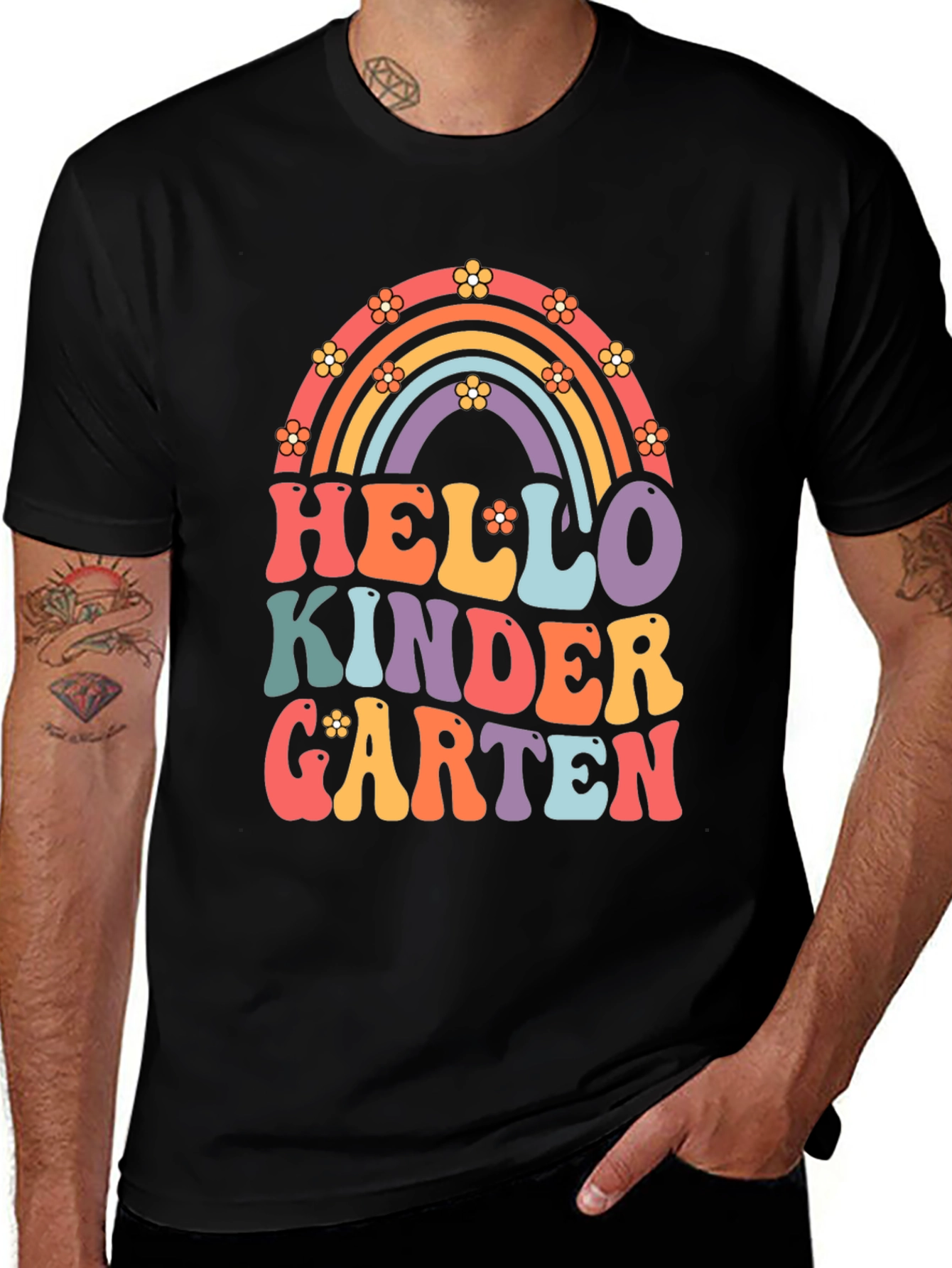 Hello Kindergarten Retro Rainbow T-Shirt