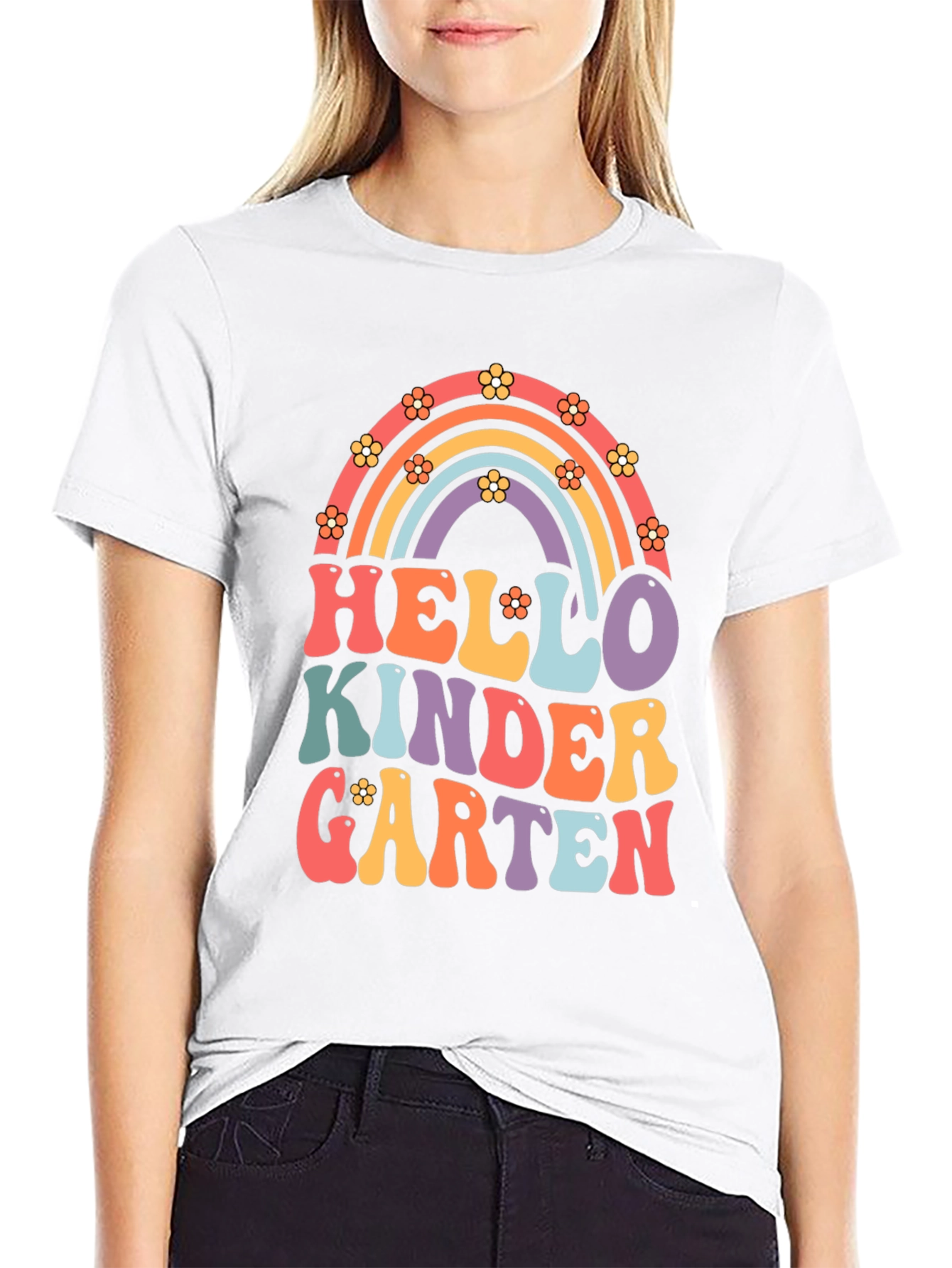 Hello Kindergarten Retro Rainbow T-Shirt