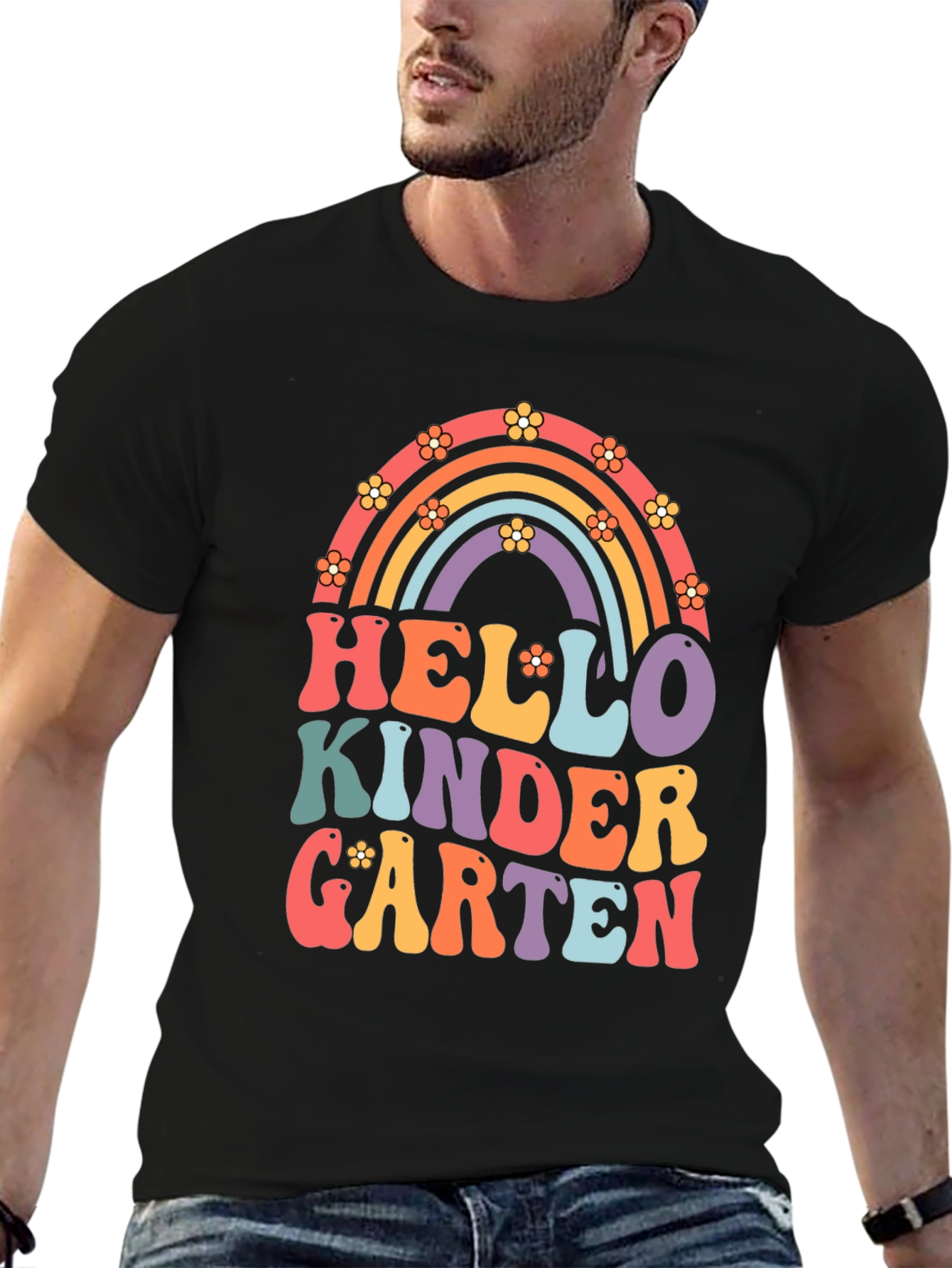 Hello Kindergarten Retro Rainbow T-Shirt