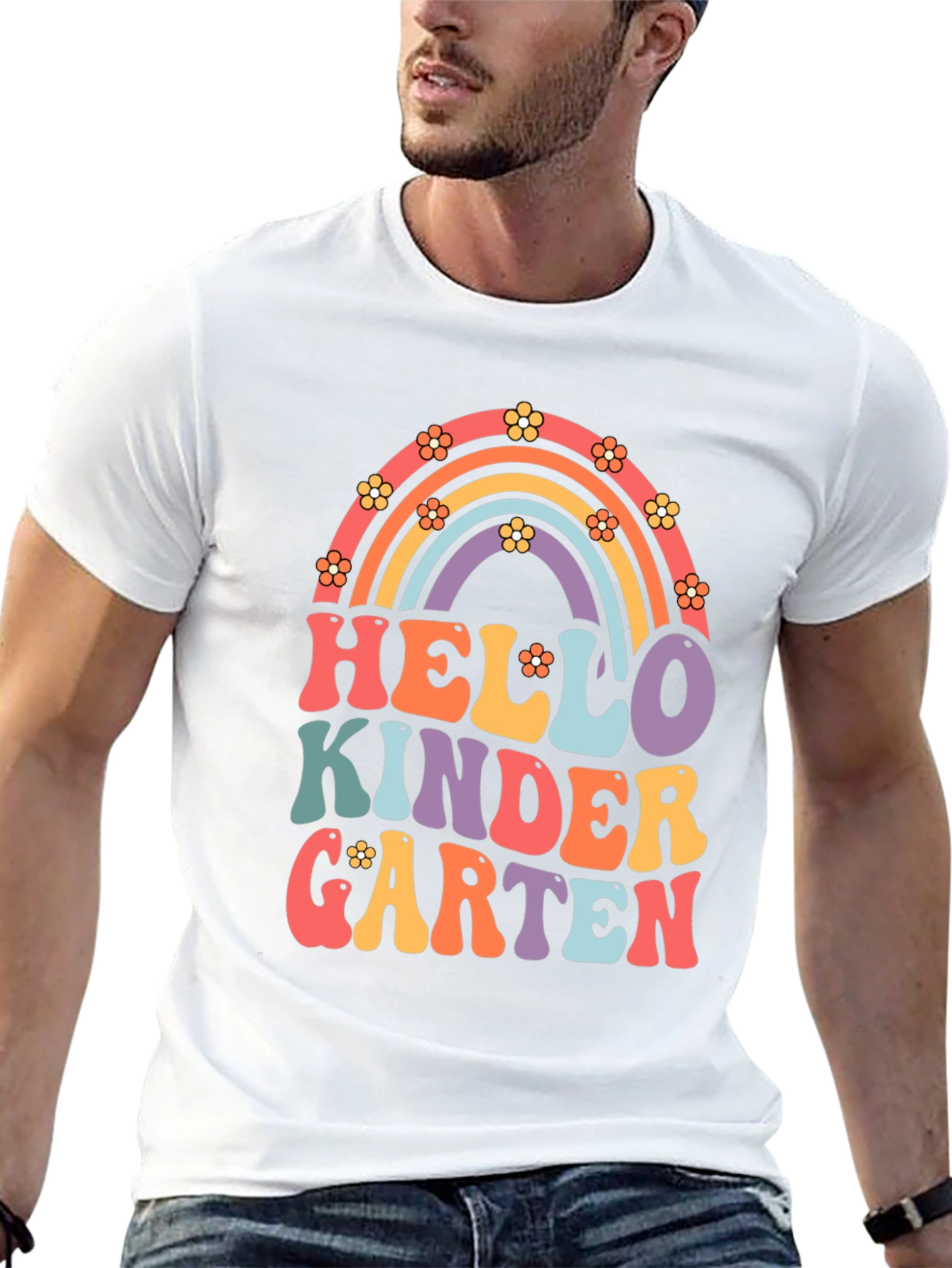 Hello Kindergarten Retro Rainbow T-Shirt