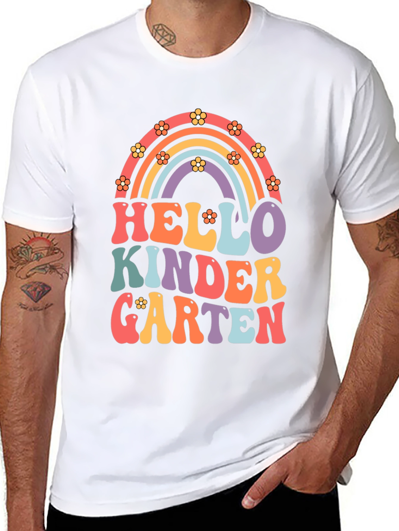 Hello Kindergarten Retro Rainbow T-Shirt