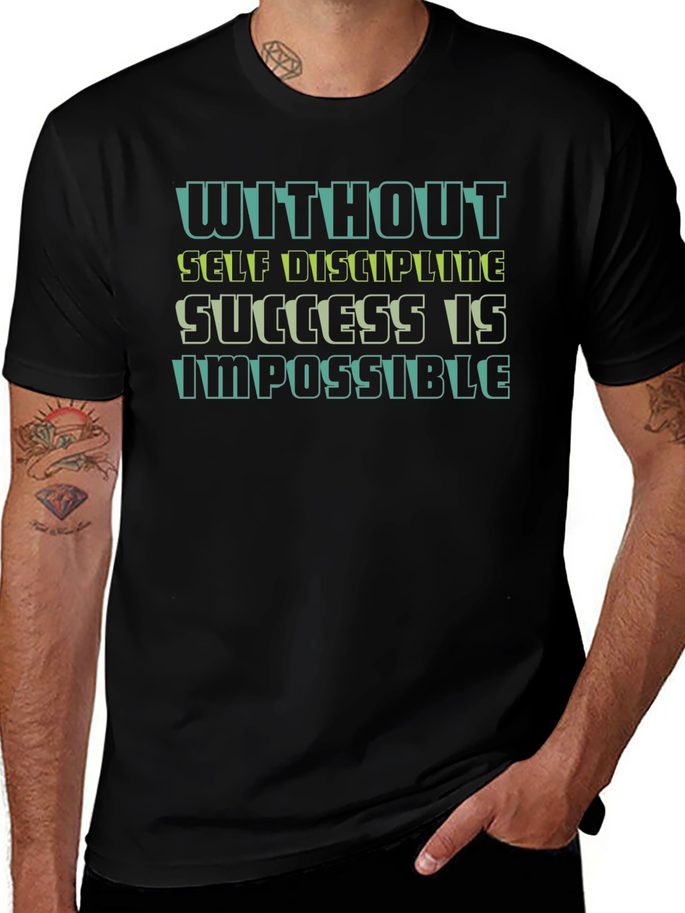 Motivational T-Shirt: Without Self-Discipline Success is Impossible