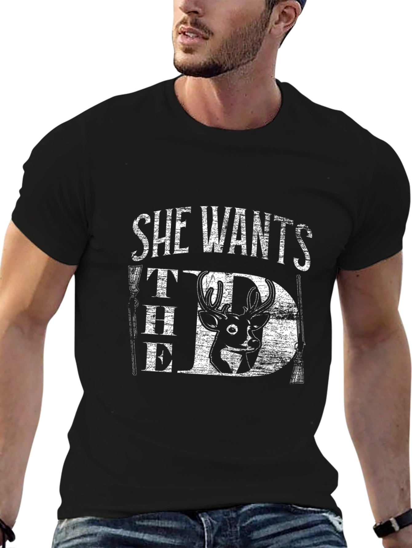 She Wants The D T-Shirt Deer Hunting Novelty Tee