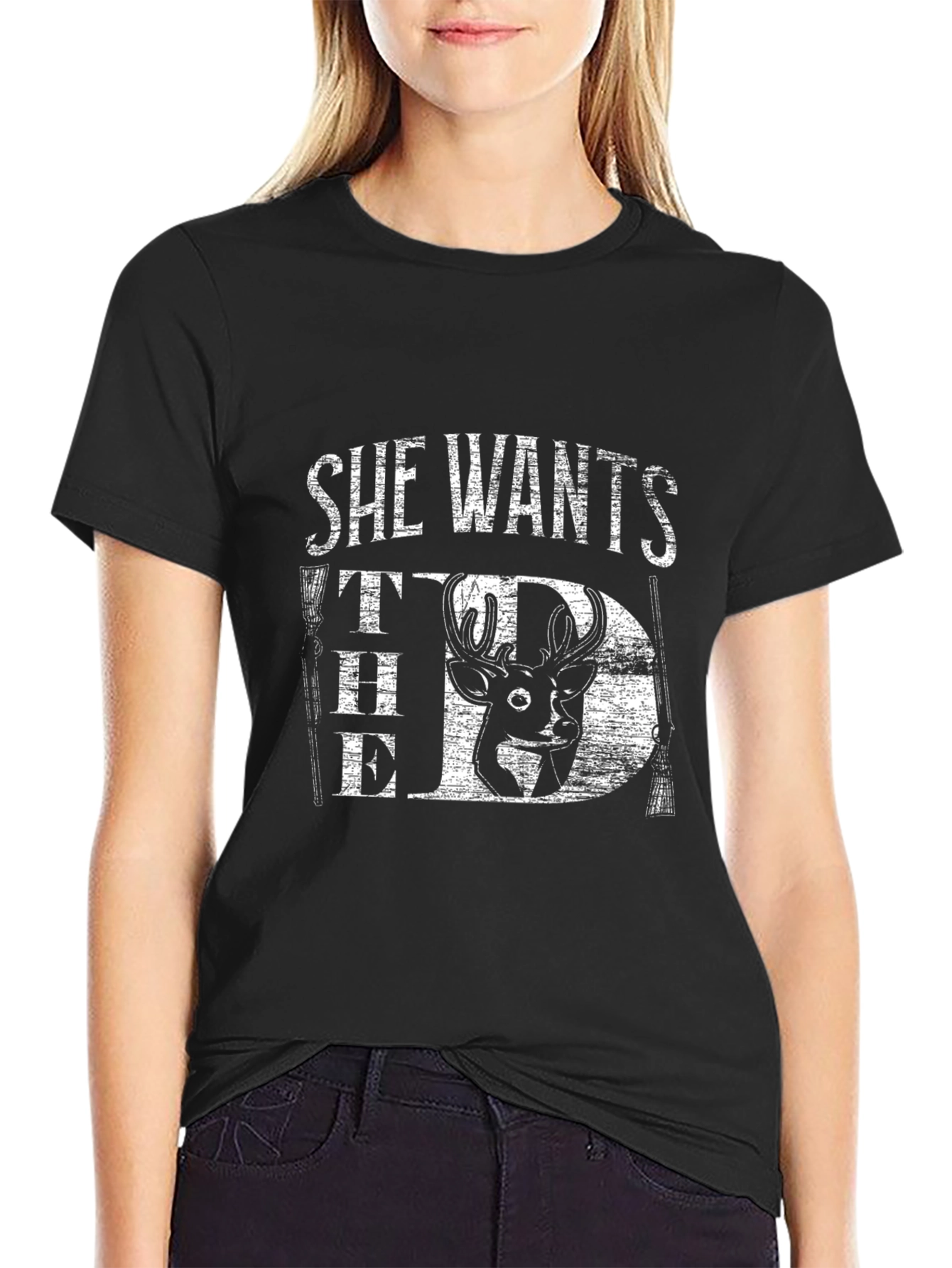 She Wants The D T-Shirt Deer Hunting Novelty Tee