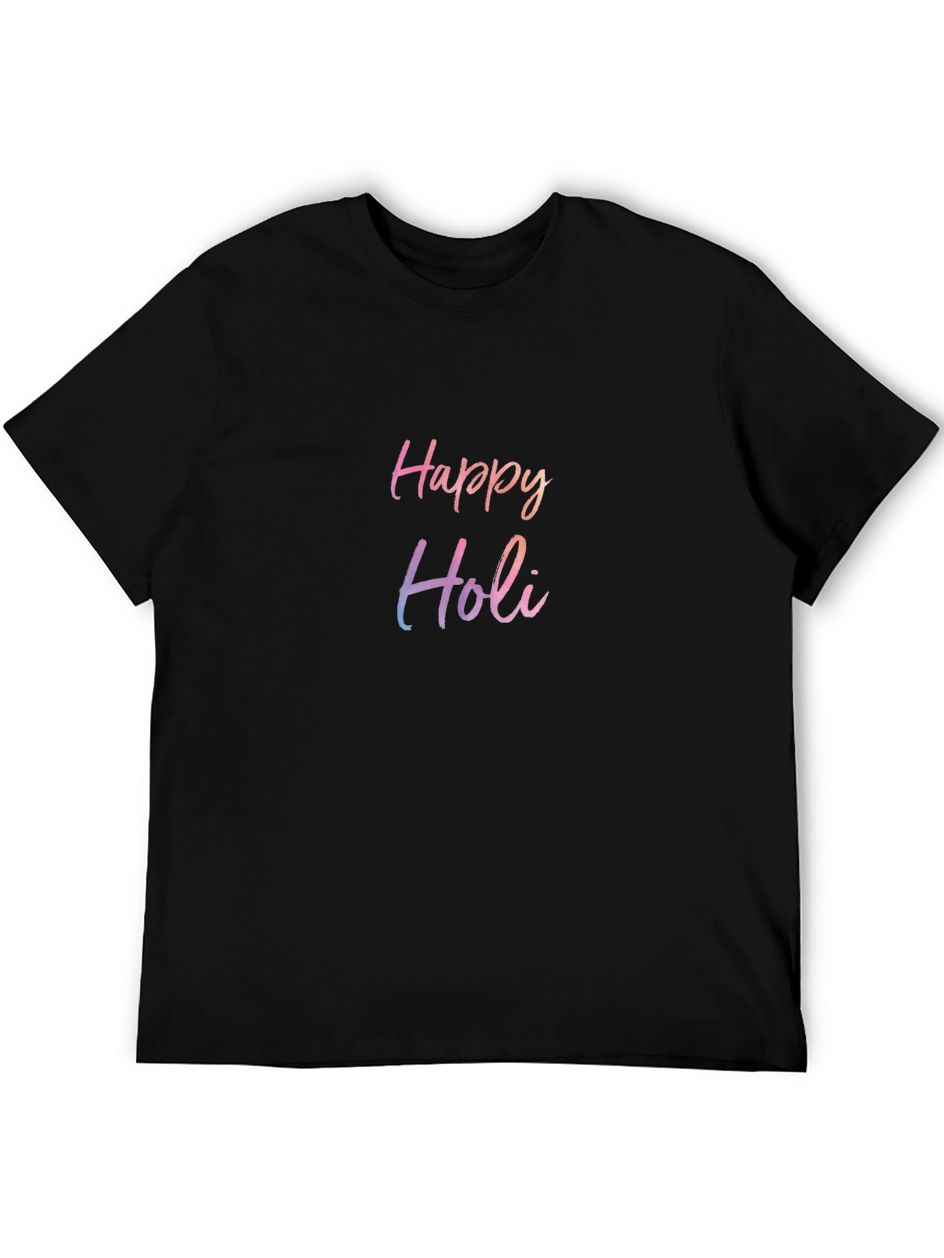 Happy Holi Graphic T-Shirt - Black Crew Neck Tee